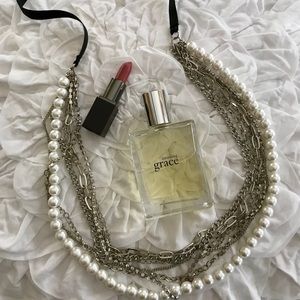 Pearl Ribbon Statement Necklace